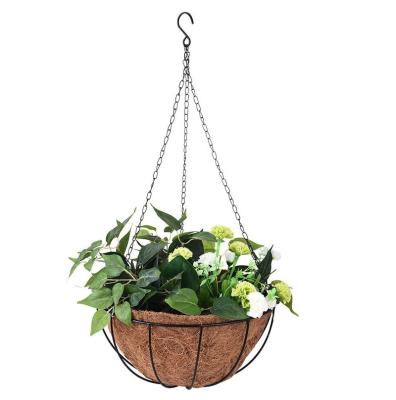 China CLASSIC Metal Hanging Planter Basket With Coco Coir Lining for sale