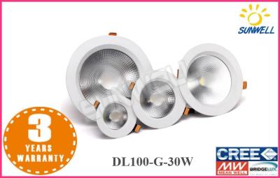 China High brightness recessed led downlights COB 30w 120 degree For offices for sale