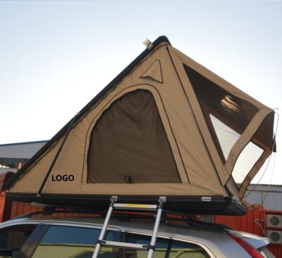 China Brown rts hard aluminium top roof tent for Car MADE IN using Black Fabric Canvas for sale