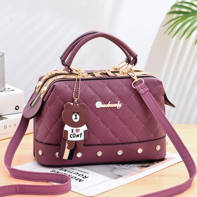 China None Fashion Wholesale Quilted Women Handbag Bear Ornament Tote Bags Hand Bags Women Messenger Bag for sale