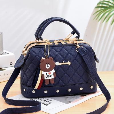 China No Bear Ornament Women's Fashion Stitched Handbag 2022 Satchel Cross Body Bag Messenger Bag for sale