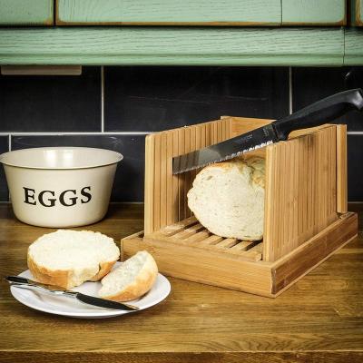 China Sustainable Home Kitchen DIY Toast Manual Baking Slicer Bread Reusable Bamboo Bread Slicer for sale