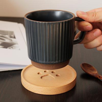 China Bear Stock Anti Jump Cup Sustainable Ready Heat Resistant Beech Wood Cup Coaster for sale