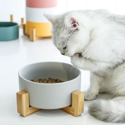 China Sustainable Ceramic Cat Bowl Dog Bowl Drinking Snack Bowl Shielding Cervical Thorn Pet Supplies for sale