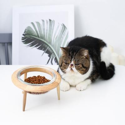 China Viable Large Glass Dog Food Bowl Food Bowl Cat Drinking Water To Protect Cervical Thorn Pet Supplies for sale