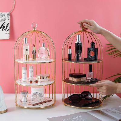 China Viable Dressing Table Tray Jewelry Trinket Perfume Storage Tray Bathroom Home Decoration Birdcage Shape for sale