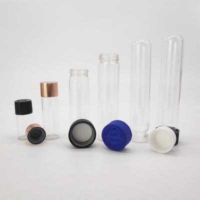 China CBD Child Proof Bottles Cosmetic Packaging Glass Tubes With Child Resistant Aluminum Cap for sale