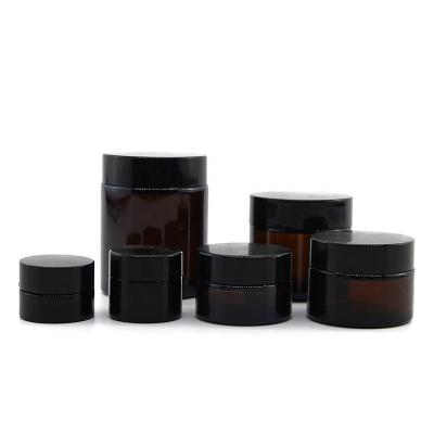 China Wholesale Empty Packaging 15g 30g 50g 100g Matte Black Cream Jar Printing Perfect For Sale, Slanted Shoulder Cosmetic Frosted Black Glass Jar for sale