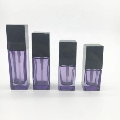 China Screw 40ml Cosmetic High Quality Sample Glass Bottle Purple Serum Bottle for sale