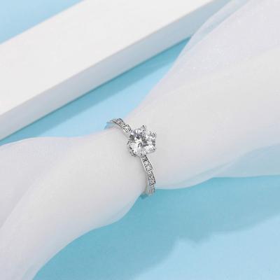 China Special Design CLASSIC Moissanite Wedding Engagement Ring Zircon Crystal Promise Rings with Side Diamonds for sale