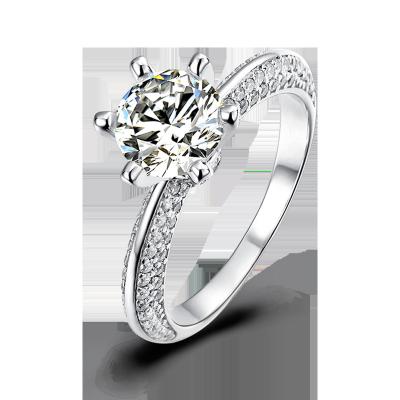 China CLASSIC Classic Style 6 Diamond Moissanite Ring With GRA Claw Certified Moissanite Rings for sale