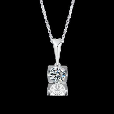 China CLASSIC Hot Sale Jewelry Gift Solid 925 Sterling Silver VVS Moissanite Diamond Solitaire Pendant Necklace For Fine Gift for sale