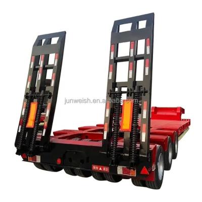 China Used 3 Axle 60t 70t 80t Heavy Duty Hydraulic Gooseneck Detachable Low Loader Truck/Lowbed/ Lowboy Low Bed Semi Trailer for sale