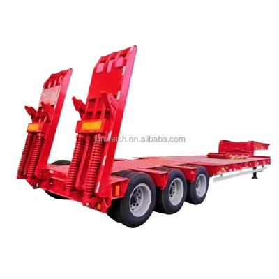 China Used 3 Axle 60t 70t 80t Heavy Duty Hydraulic Gooseneck Detachable Low Loader Truck/Lowbed/ Lowboy Low Bed Semi Trailer for sale