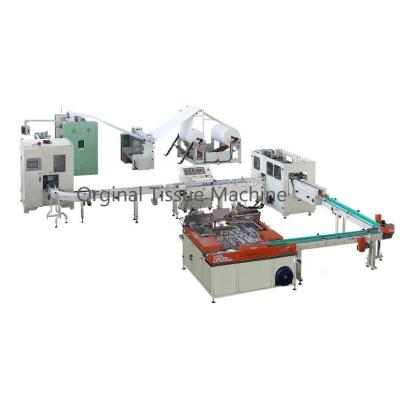 China Automatic Hotels V Fold Facial Tissue Transfer Separator Making Wrapping Production Line Machine With Semi-automatic Package Packing for sale