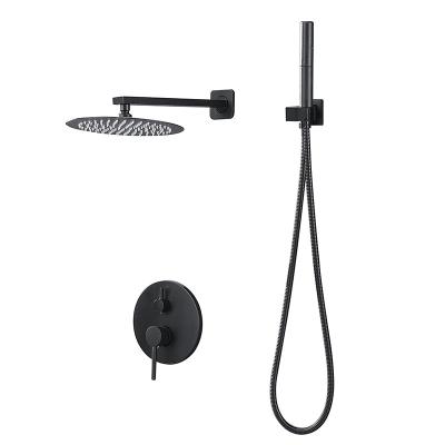 China Without Slide Bar Wall Mount Bath Shower Set Modern Design Black Concealed Shower Faucet Shower Set Brass Shower Mixer for sale