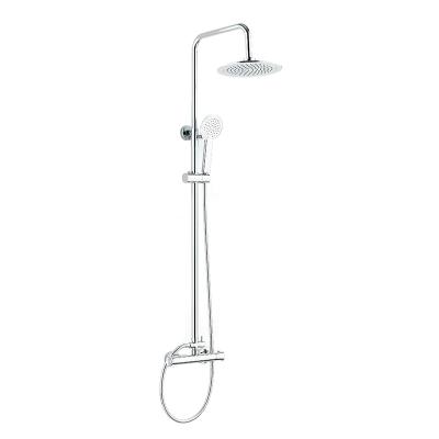 China With Slide Bar Bathroom Shower Faucet Chrome Mixer Shower Set Brass Faucet Thermostatic Bath Shower Mixer Tap for sale