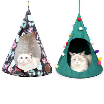 China Breathable All-Season Canvas Christmas Tree Luxury Portable Foldable Pet Cat Bed for sale