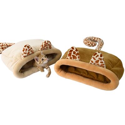 China Warm Sleep Cat House Design Small Pet Cat Bed Sofa Semi Enclosed Plush Modern Breathable Winter for sale