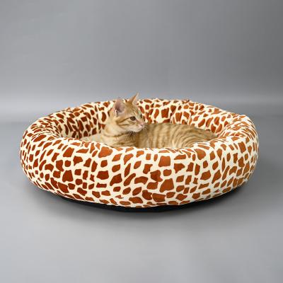 China Warm Dog Mat Pet Bed Dog Bed Plush Dog Bed Tour Small Moq Sleep Donut Breathable Cute Funny Leopard Printing for sale