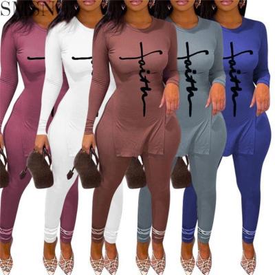 China Hebe anti-pilling new style 2 pieces set women clothing letter printing casual two piece sets for woman for sale