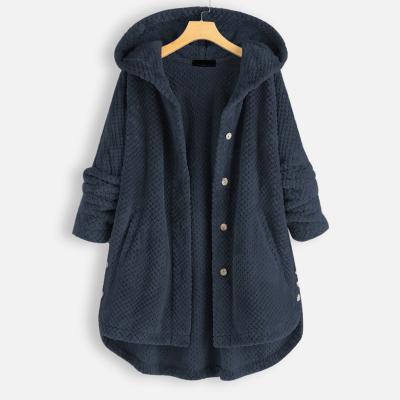 China Anti-wrinkle women's winter coat hooded double sided cashmere hoodie cotton warm fashion plus size coat for sale