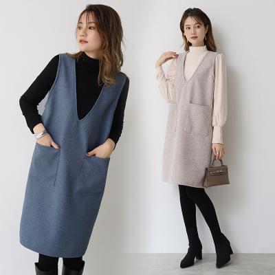 China Wholesale Anti-wrinkle New Japanese Women's Winter Woolen Vest Mid - Single Length Vest Skirt Bottom Dress for sale