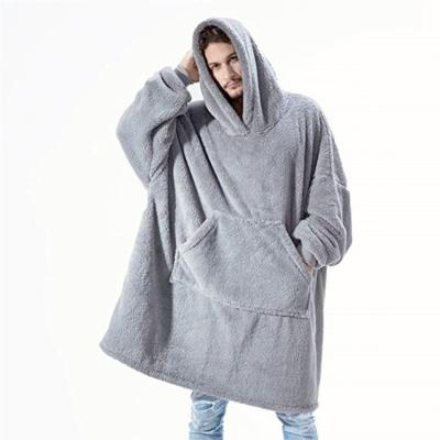 China Anti-wrinkle autumn and winter comfortable and loose double-sided hoodie warm and thick cashmere blanket can be worn couples home clothing for sale