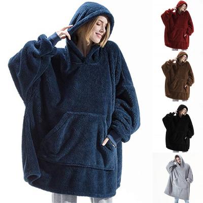 China Anti-wrinkle autumn/winter comfortable, loose, double-sided fleece hoodie with thick covers for couples home wear for sale