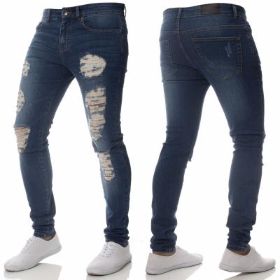 China Color Fade Proof Stylish Casual Men's Jeans Personality Ripped Slim Jeans Handsome Soft Pants for sale