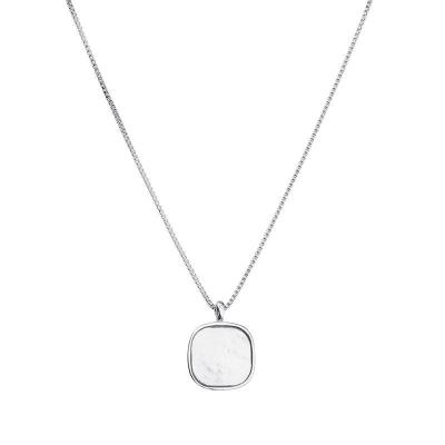 China NY-1035 S925 Cute Small Clavicle Clavicle Chain Simple Square Fashion All-match Cute Sterling Silver Shell Boudoir Pendant Gift for sale