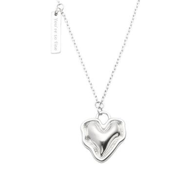 China Cute NY-1041 S925 Sterling Silver Square Heart Brand Clavicle Chain Irregular Design Female Letter Niche Fashion Necklace for sale