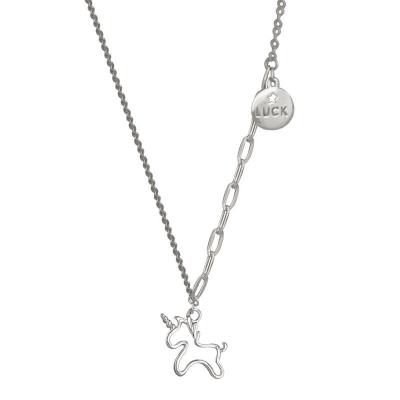 China NY-1043 925 Vintage Cartoon Unicorn Necklace Clavicle Chain Design Female One Way Sterling Silver Soft Lightweight Luxury INS Hot for sale