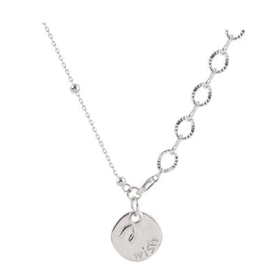 China Punks Sterling Silver Wish Bone Round Mark Spike Necklace NY-1044 925 Simple Design Niche Female Ins Hoosier Chain for sale