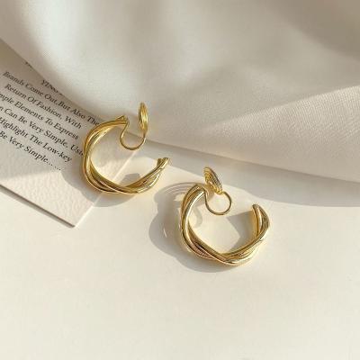 China FASHIONABLE Plated Stainless Steel Twist Circle Huggie Minimalist Earrings for sale