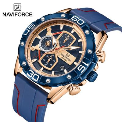 China Automatic Date NAVIFORCE 8018T RGBER Men Quartz Watches TPU Band With Big Dial Wristwatch 30m Waterproof 2021 Clock for sale