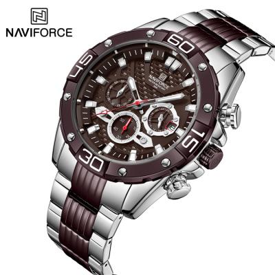 China New Arrival SCE Custom 8019 Stainless Steel Automatic Date NAVIFORCE Mens Watches 3 Logo Atmospheres Full Waterproof Watch For Men relogio for sale