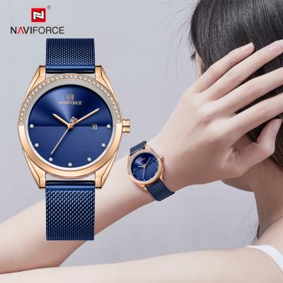 China Quartz Luxury Ladies Blue Alarm NAVIFORCE 5015 RGBE Brand Watch Stainless Steel Clock Dress Watch Ladies for sale