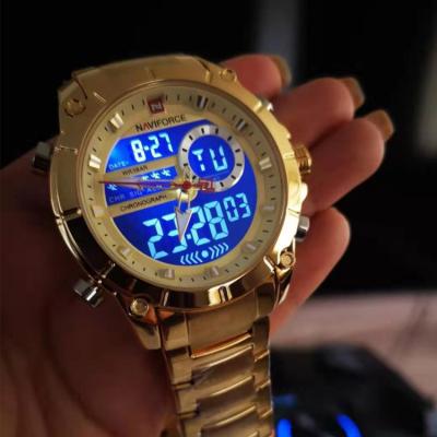 China Alarm naviforce 9163 GG relojes hombre luxury fashion sport digital watch in wristwatches for men gold for sale