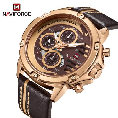 China Factory Automatic Top Date NAVIFORCE 3ATM Quartz Leather Luxury Waterproof Men Watch Navy 9110 Wristwatches for sale