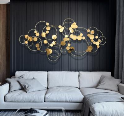 China Morden Hotel Luxury Home Living Room Artistic Multi Circles Gold Metal Decoration Wall for sale