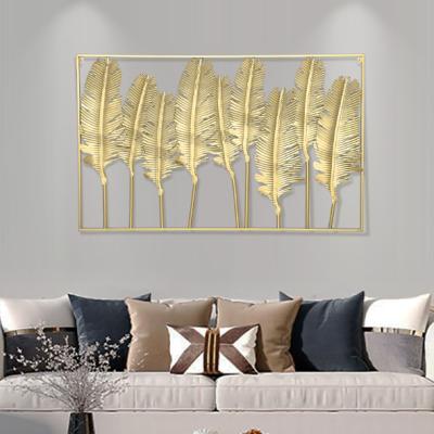 China Morden Luxury Large Size Rectangle Frame Wrought Iron Gold Foil Wall Decor for sale