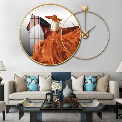 China Living room minimalist simple bedroom art iron wall hanging decorative painting clock for sale