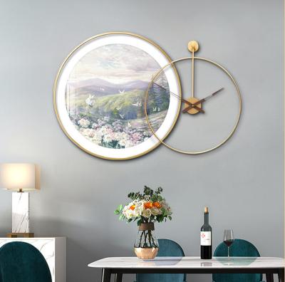 China Wall Clock Minimalist Wall Hanging Background Living Room Bedroom Porcelain Crystal Painting for sale