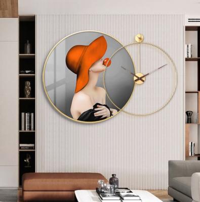 China Modern minimalist simple living room sofa background wall clock combination fresco for sale