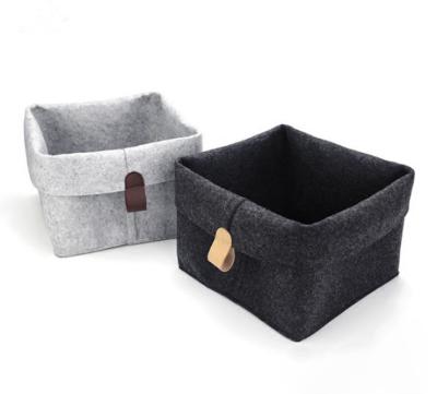 China Luxury Nordic minimalist felt storage box without cover, buckle storage leather basket, storage box for sale