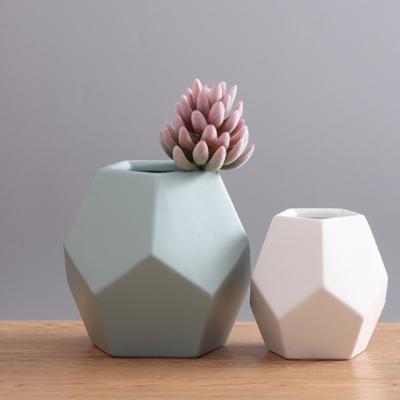 China Nordic simple modern minimalist ceramic flower arrangement vase color geometric flower arrangement vase in living room for sale