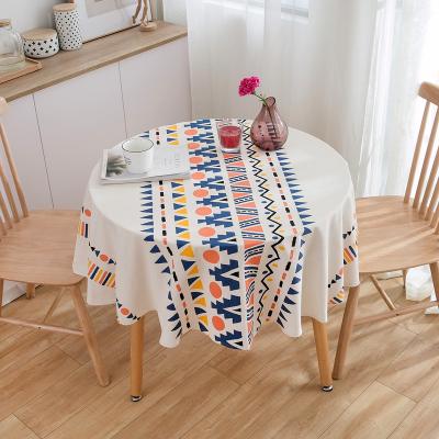 China Custom Round Geometric Pattern Waterproof Nordic Cotton Tablecloths Dinner Restaurant Linen Table Cloth For Restaurant for sale