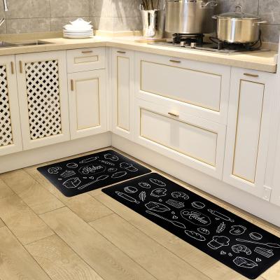 China Reversible Custom HD Printing Non Skid Durable Kitchen Mat 2 Pcs Relieve Office Standing Mat Oil Proof PVC Printing Kitchen Mats Runner for sale