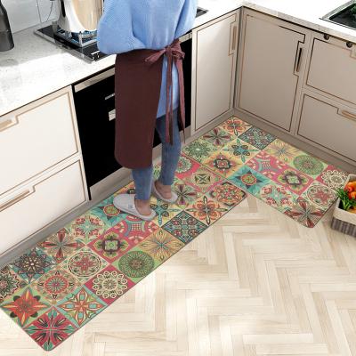 China Reversible High Quality Premium Set Of Anti Fatigue 2 Kitchen Mats Boho Waterproof 3d Printed Comfort Kitchen Cover Mat With Pvc Backing for sale